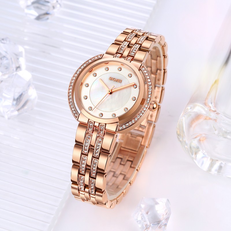 Женские наручные часы Skmei 1979RG Rose Gold с минеральным стеклом и металлическим браслетом