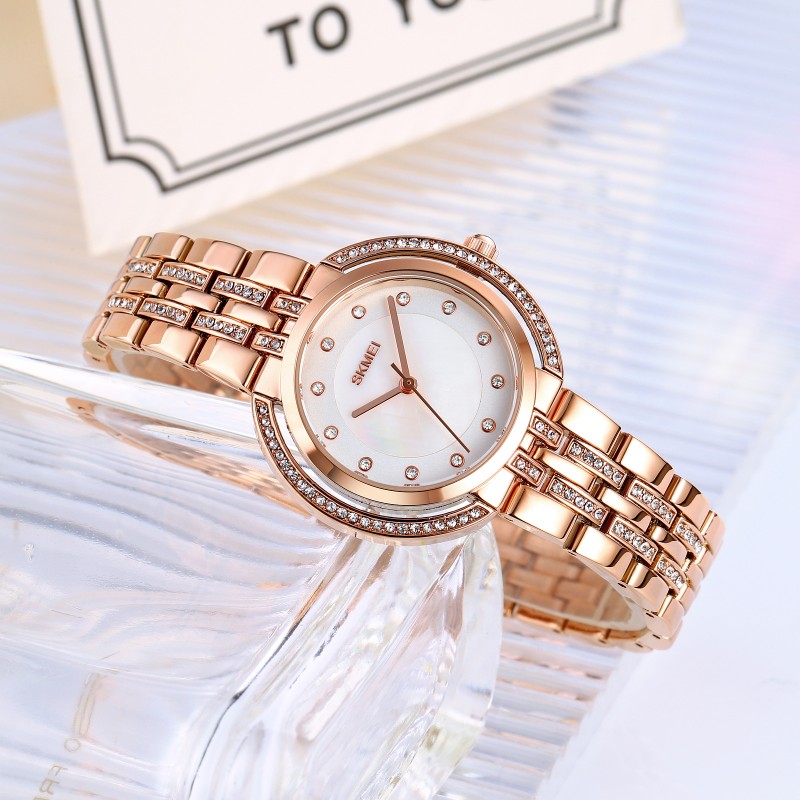 Женские наручные часы Skmei 1979RG Rose Gold с минеральным стеклом и металлическим браслетом