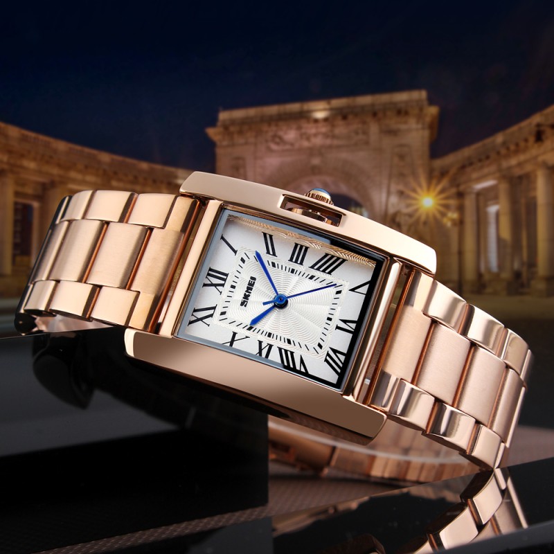 Жіночий наручний годинник Skmei 1284RG Rose Gold у кольорі рожеве золото з металевим браслетом