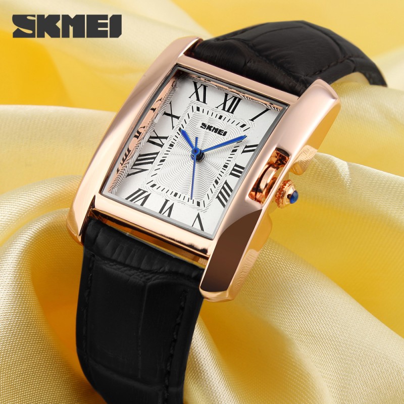 Жіночий класичний годинник Skmei 1085BK Black зі шкіряним ремінцем та мінеральним склом