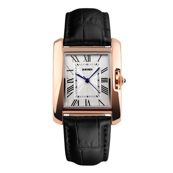 Жіночий класичний годинник Skmei 1085BK Black зі шкіряним ремінцем та мінеральним склом