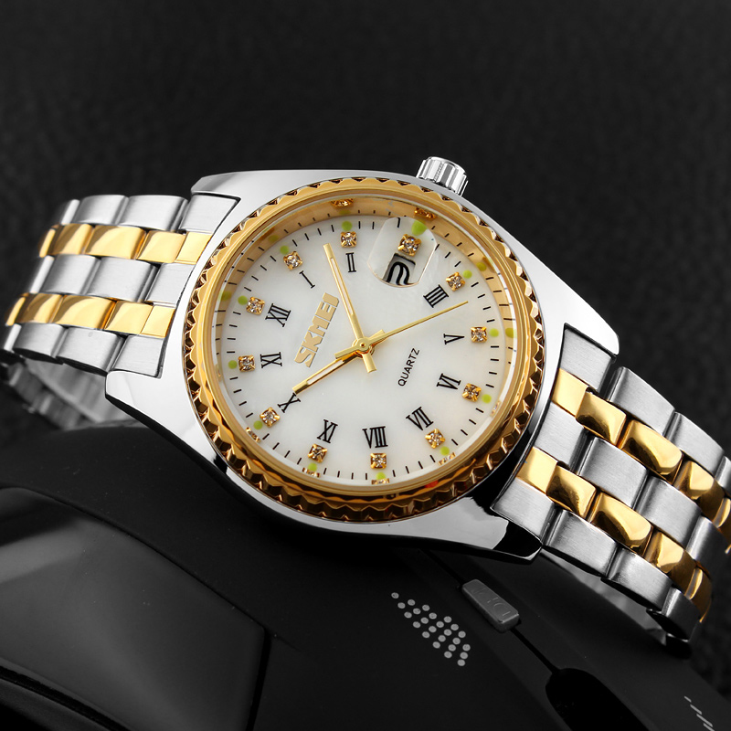Чоловічий класичний годинник Skmei 9098WT-B White Men з металевим браслетом та датою