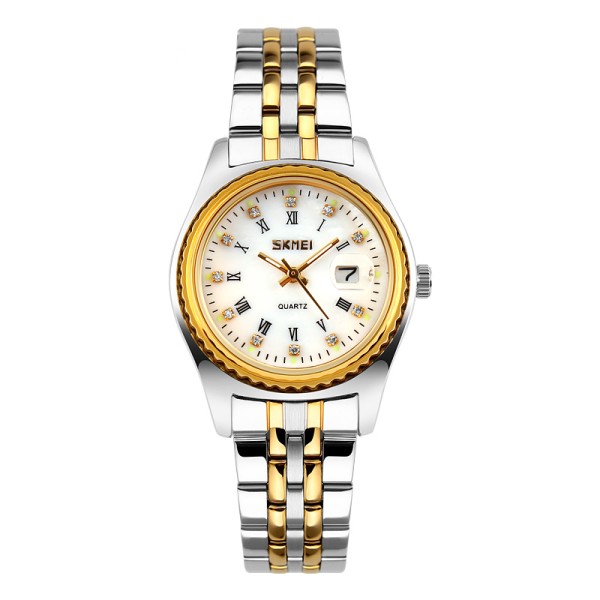 Жіночий годинник Skmei 9098WT-S White Lady зі сріблястим браслетом та мінеральним склом