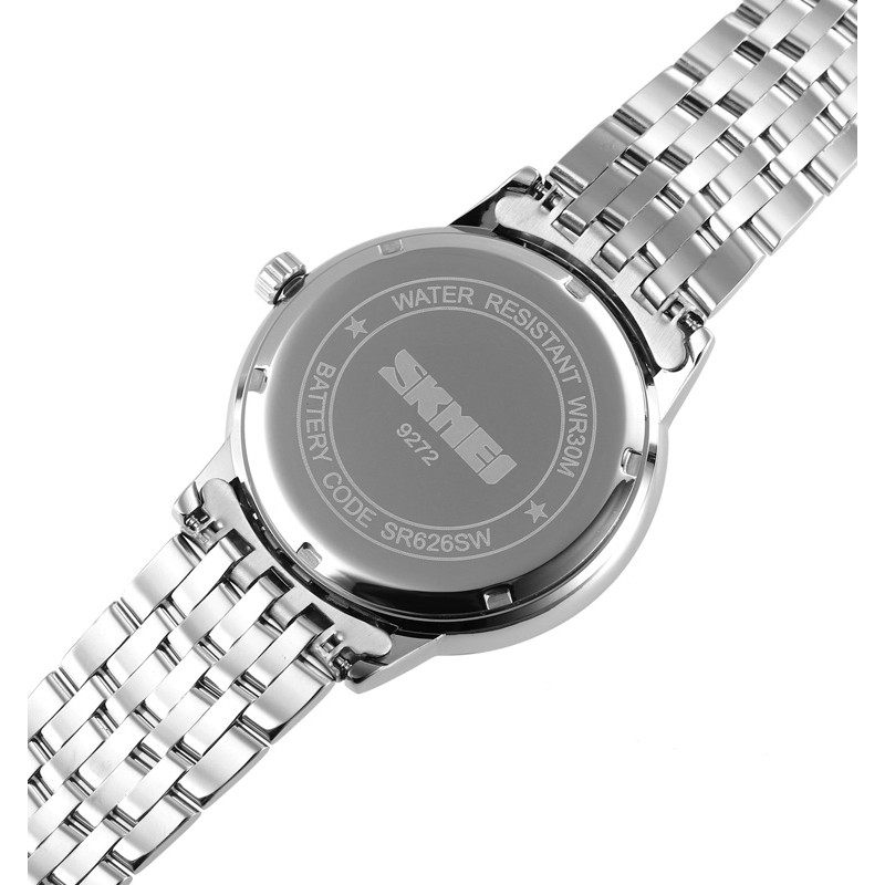 Чоловічий класичний годинник Skmei 9272SIBK-B Silver-Black з металевим браслетом та мінеральним склом