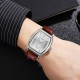 Чоловічий класичний годинник Skmei 9306SISI Silver-Silver з прямокутним корпусом та шкіряним ремінцем