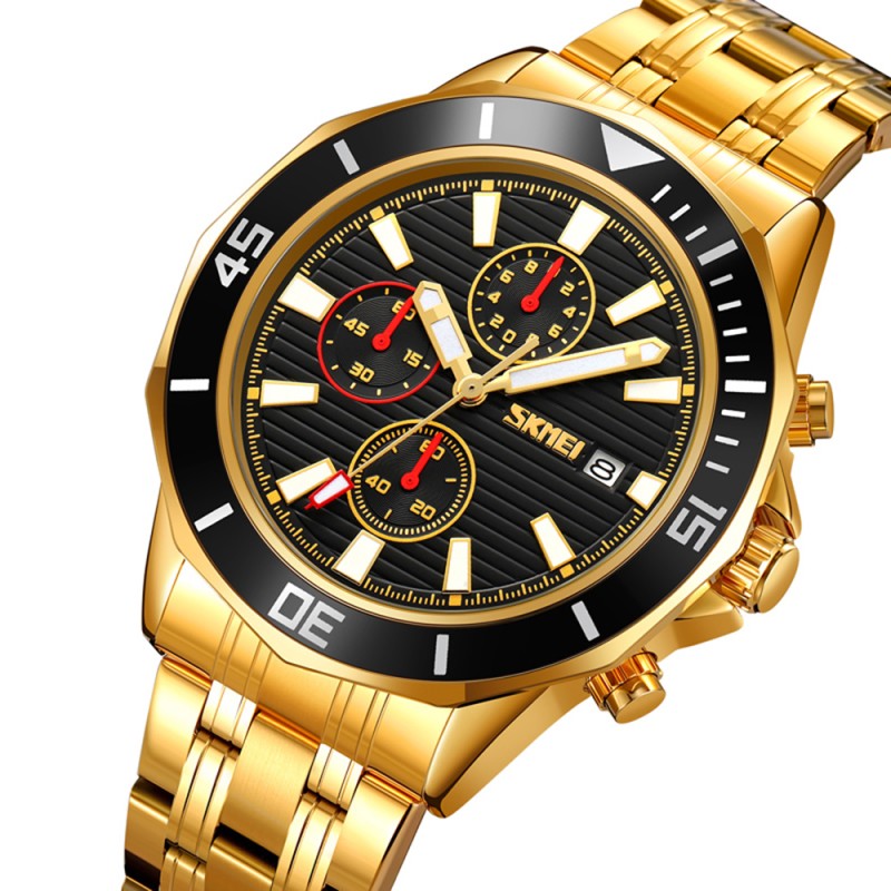Чоловічий годинник Skmei 9335GDBK Gold-Black з хронографом та календарем