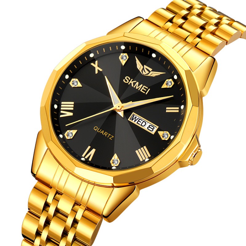 Чоловічий годинник Skmei 2291GDBK Gold-Black з металевим браслетом та мінеральним склом