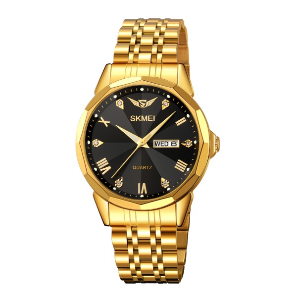 Чоловічий годинник Skmei 2291GDBK Gold-Black з металевим браслетом та мінеральним склом