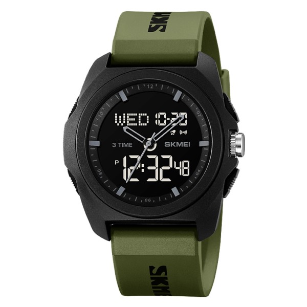 Мужские спортивные часы Skmei 2199AG Army Green с комбинированным циферблатом и водозащитой 5 ATM