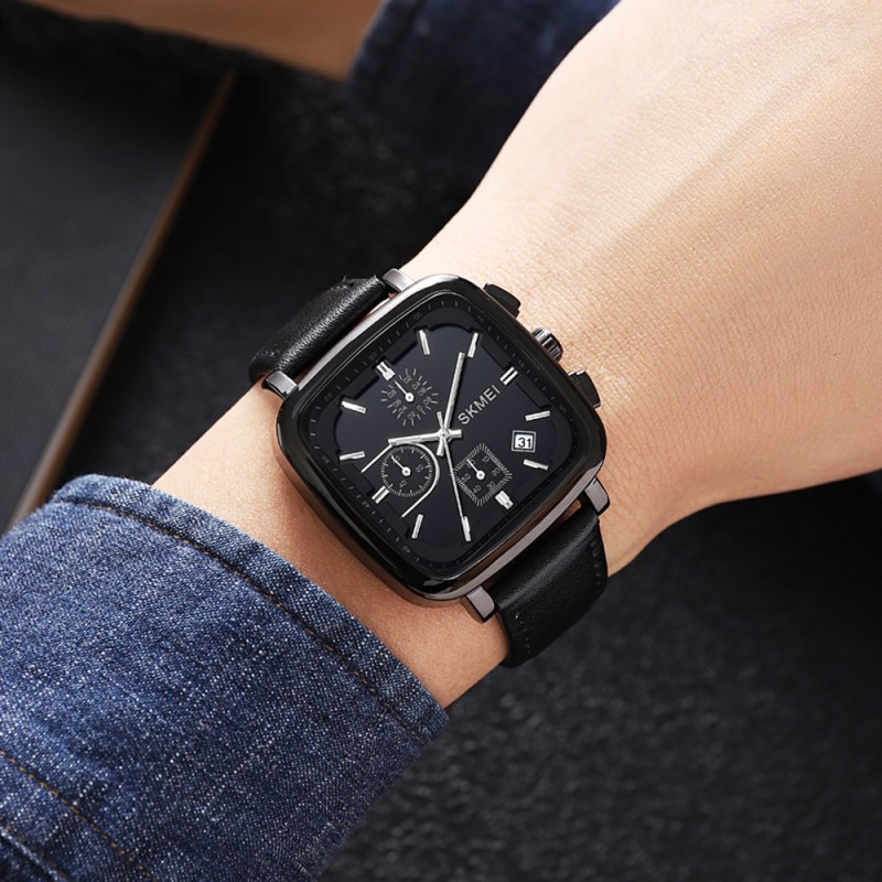 Чоловічий годинник Skmei 2182BKSI Black-Silver з календарем та секундоміром