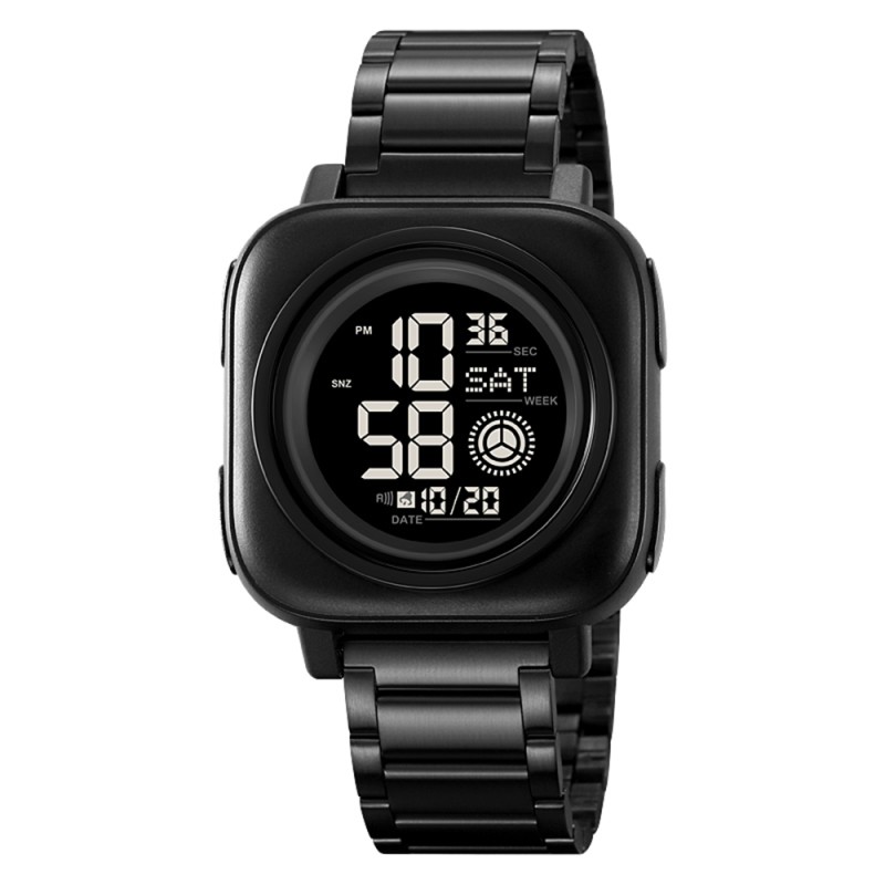 Чоловічий годинник Skmei 2131BK Black з електронним циферблатом та металевим браслетом