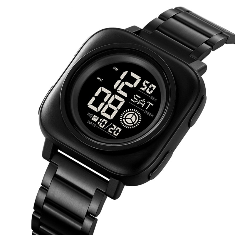 Чоловічий годинник Skmei 2131BK Black з електронним циферблатом та металевим браслетом