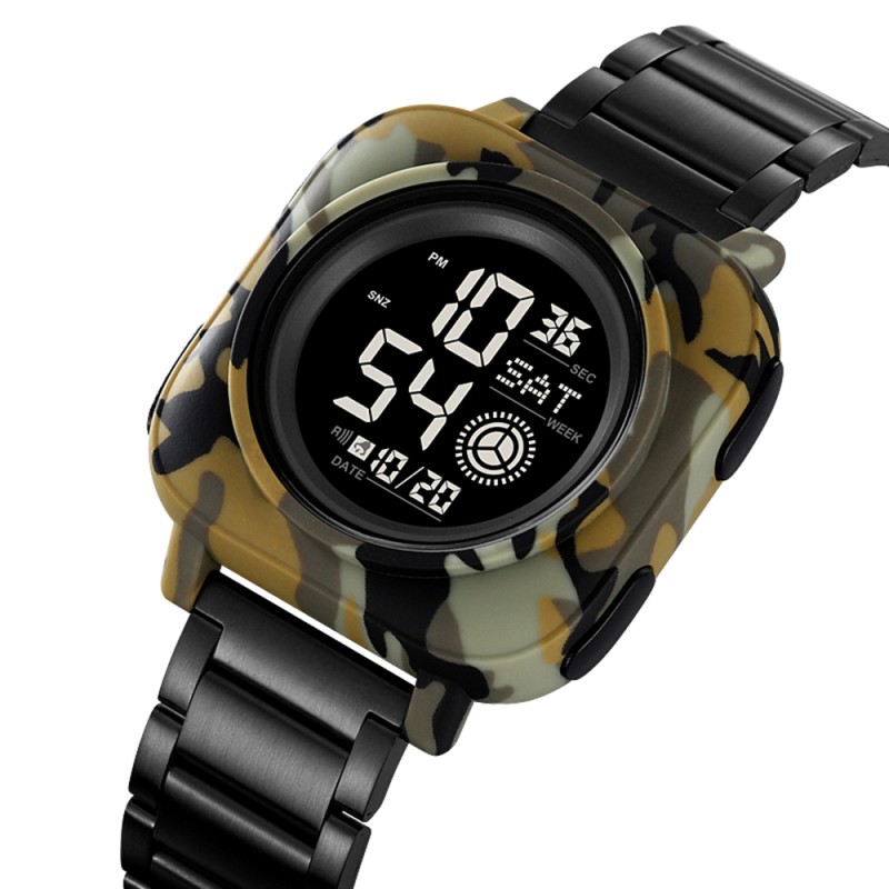 Чоловічий годинник Skmei 2131CMGN Camo Green з електронним циферблатом та камуфляжним корпусом