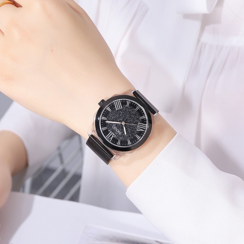 Женские классические часы Skmei 2278BK Black с минеральным стеклом и стальным браслетом