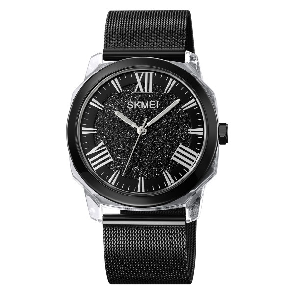 Женские классические часы Skmei 2278BK Black с минеральным стеклом и стальным браслетом