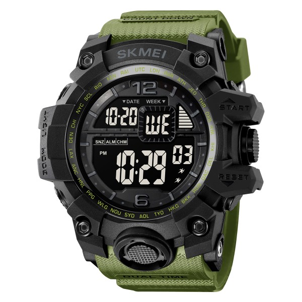 Мужские тактические часы Skmei 2245AG Army Green Arch с электронным циферблатом и подсветкой