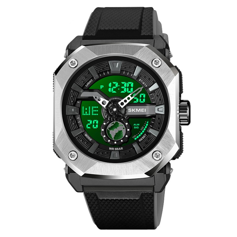 Чоловічий спортивний годинник Skmei 2272SIBK Silver-Black з комбінованим циферблатом та водозахистом 5 ATM