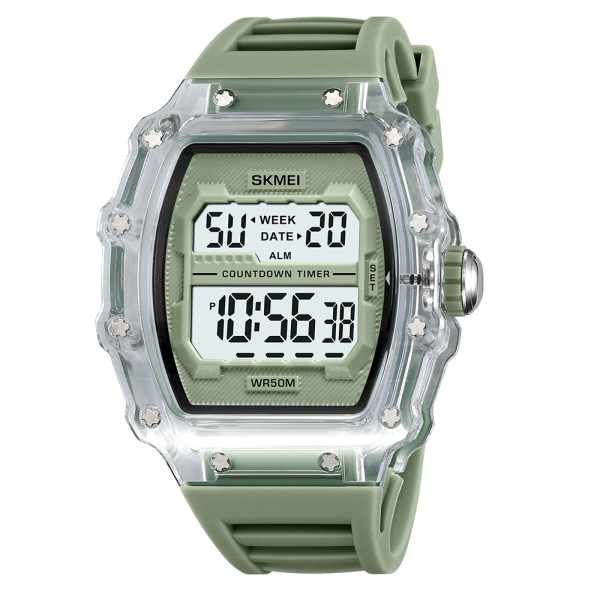 Чоловічий спортивний годинник Skmei 2296WTGN White-Green з електронним циферблатом та водозахистом 5 ATM