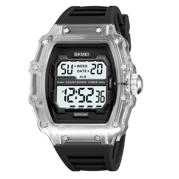 Чоловічий спортивний годинник Skmei 2296WTBK White-Black з електронним циферблатом та захистом 5 ATM