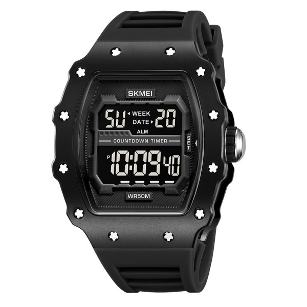 Чоловічий годинник Skmei 2296MTBKBK Matte Black спортивний з електронним циферблатом та підсвічуванням