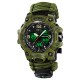 Мужские часы Skmei 1155BNAG Army Green тактические со стрелочно-электронным циферблатом и паракордом