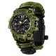 Мужские часы Skmei 1155BNAG Army Green тактические со стрелочно-электронным циферблатом и паракордом