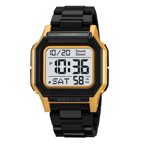 Чоловічий спортивний годинник Skmei 2264BKGDWT Black-Gold-White з подвійним часом та підсвічуванням