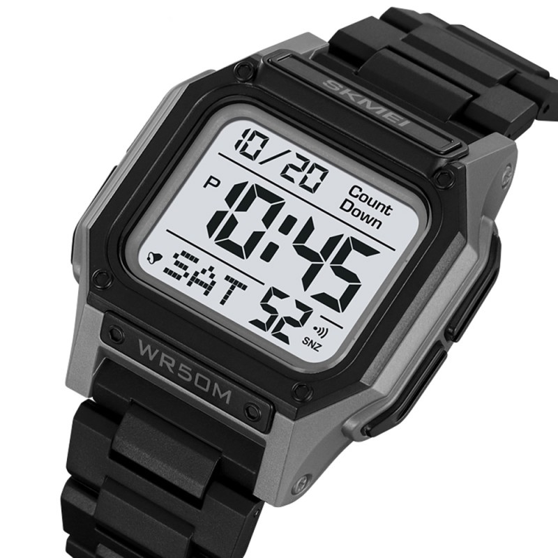 Чоловічий спортивний годинник Skmei 2264GYWT Black-Grey-White з електронним циферблатом та підсвічуванням