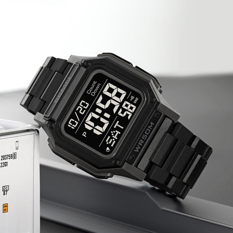 Чоловічий спортивний годинник Skmei 2264GYBK Black-Grey-Black з електронним циферблатом та водонепроникністю 5 ATM