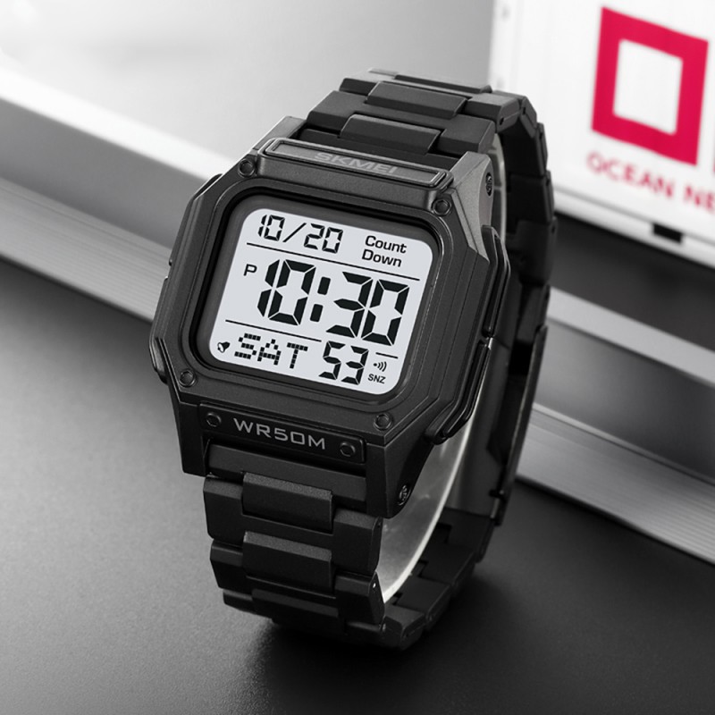Чоловічий спортивний годинник Skmei 2264BKWT Black-White з електронним циферблатом та підсвічуванням