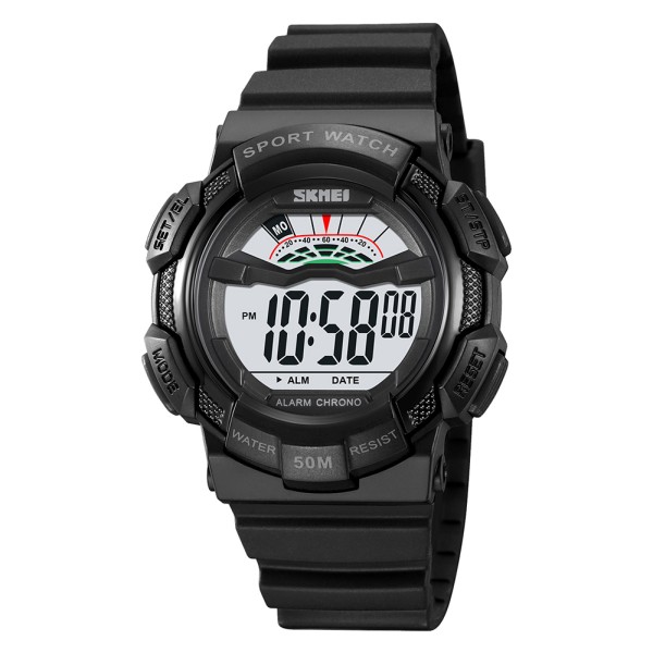 Чоловічий спортивний годинник Skmei 2153BKWT Black-White з електронним циферблатом та підсвічуванням