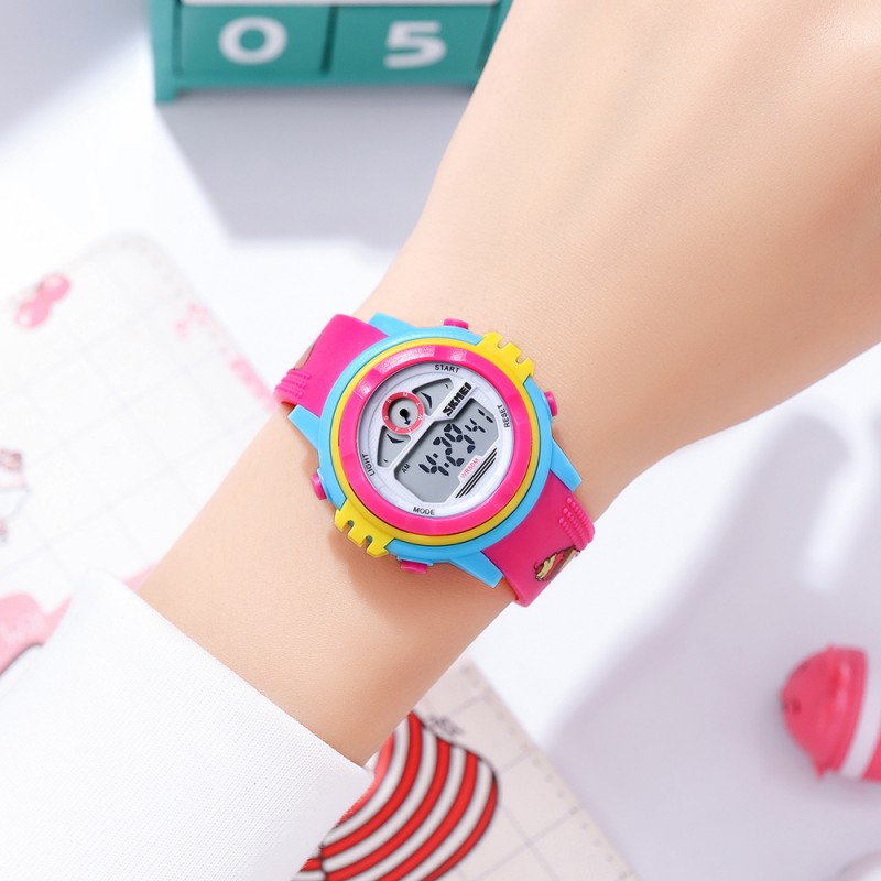 Дитячий спортивний годинник Skmei 2266IC Ice Cream Blue-Pink з електронним циферблатом та підсвічуванням
