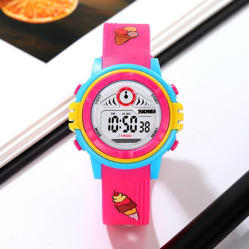 Дитячий спортивний годинник Skmei 2266IC Ice Cream Blue-Pink з електронним циферблатом та підсвічуванням