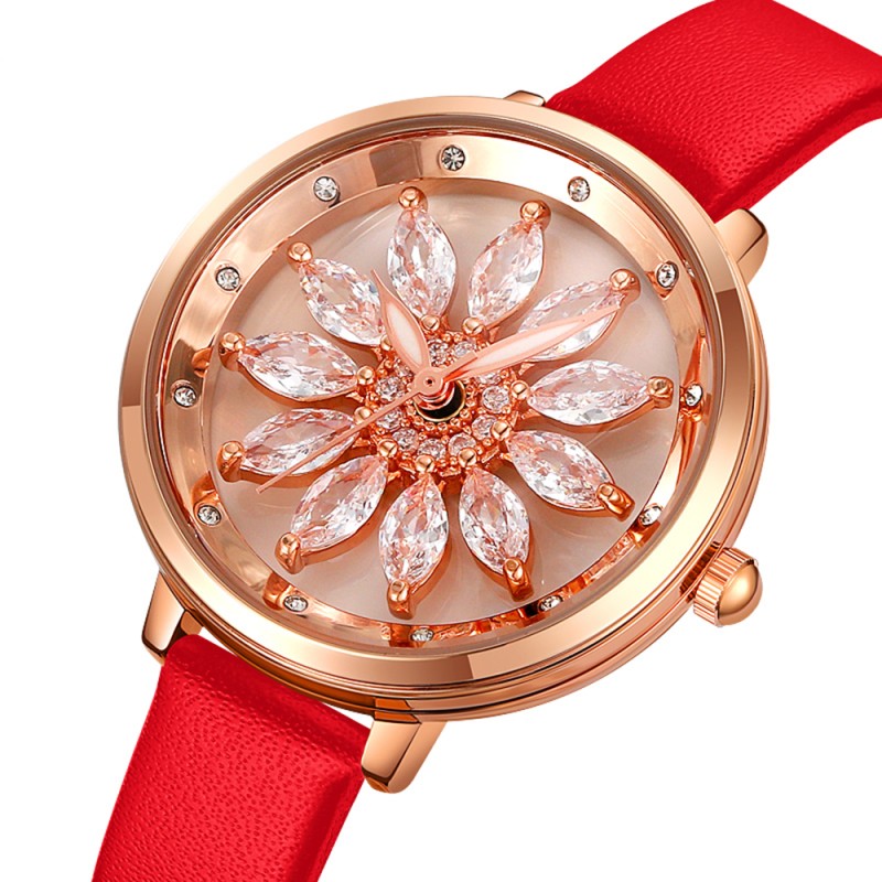 Жіночий годинник Skmei 2268MTRD Matte Red у класичному стилі з червоним шкіряним ремінцем