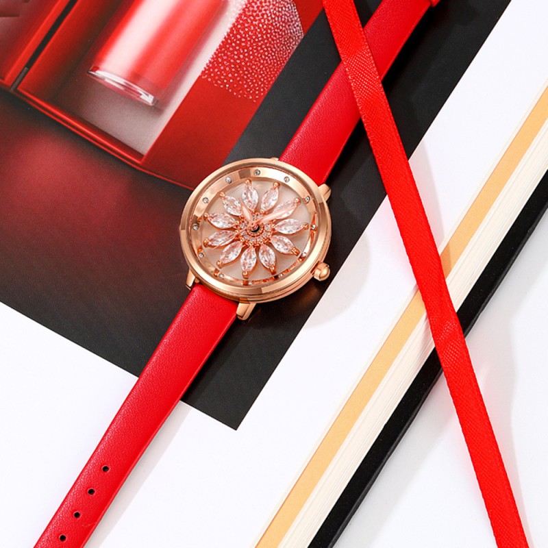 Жіночий годинник Skmei 2268MTRD Matte Red у класичному стилі з червоним шкіряним ремінцем