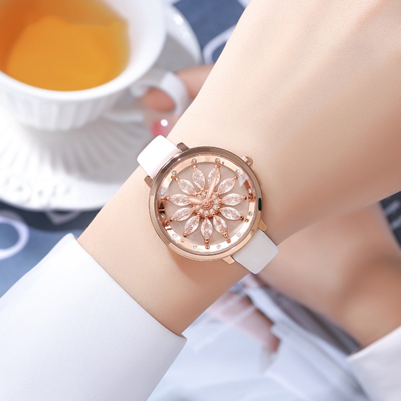 Жіночий годинник Skmei 2268MTWT Matte White STOPPED у кольорі рожеве золото з білим шкіряним ремінцем