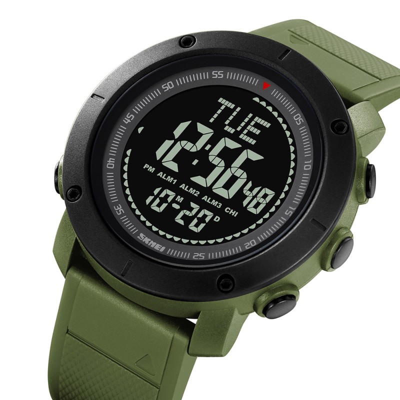 Мужские тактические часы Skmei 2095AG Army Green с компасом и влагозащитой 5 ATM
