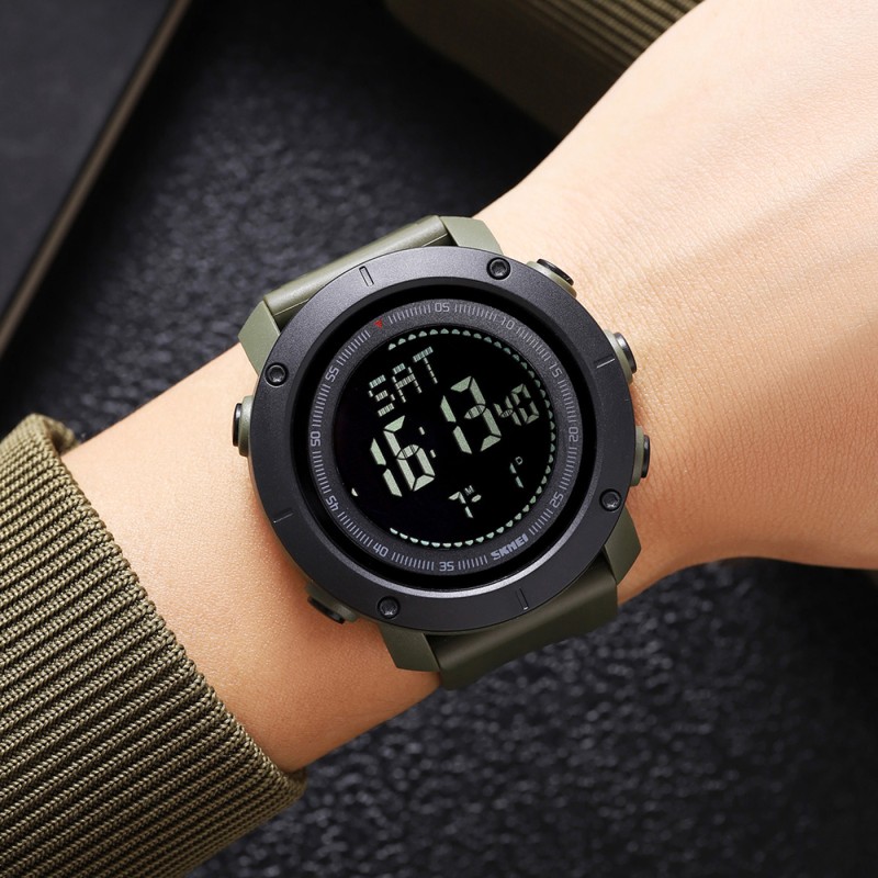 Мужские тактические часы Skmei 2095AG Army Green с компасом и влагозащитой 5 ATM