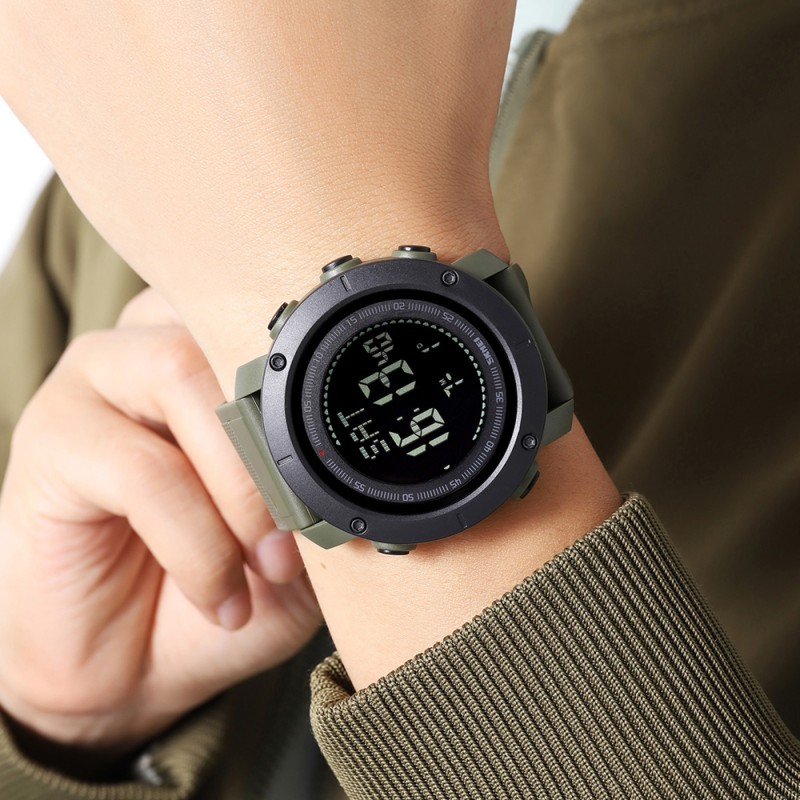 Мужские тактические часы Skmei 2095AG Army Green с компасом и влагозащитой 5 ATM