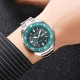 Мужские классические часы Skmei 2256GN Green с серебристым браслетом и минеральным стеклом