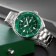 Мужские классические часы Skmei 2256GN Green с серебристым браслетом и минеральным стеклом