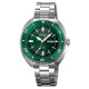 Мужские классические часы Skmei 2256GN Green с серебристым браслетом и минеральным стеклом