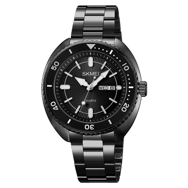 Чоловічий наручний годинник Skmei 2256BK Black з металевим браслетом та мінеральним склом