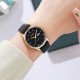 Жіночий класичний годинник Skmei 2251GDBK Gold-Black з мінеральним склом та шкіряним ремінцем