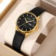 Жіночий класичний годинник Skmei 2251GDBK Gold-Black з мінеральним склом та шкіряним ремінцем