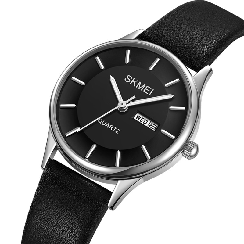 Жіночий годинник Skmei 2251SIBK Silver-Black у класичному стилі, шкіряний ремінець