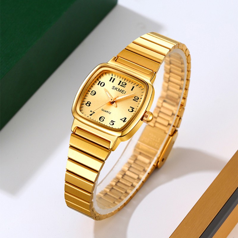 Жіночий годинник Skmei 2292GD-AC Gold Numbers у класичному золотистому стилі з мінеральним склом