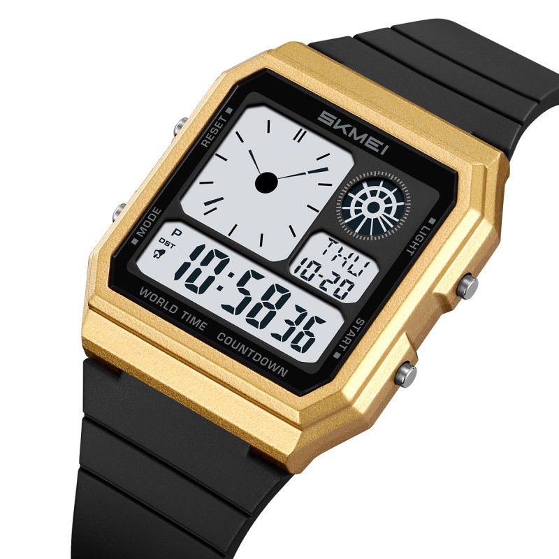 Наручные часы Skmei 2347BKGD Gold-Black электронные с будильником и хронографом