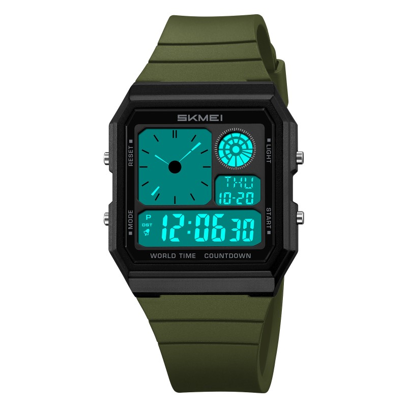 Спортивные часы Skmei 2347AG Army Green – тактическая модель с электронным циферблатом и хронографом