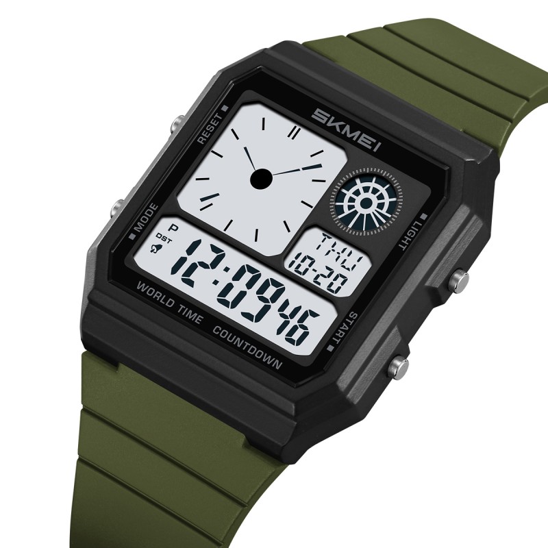 Спортивные часы Skmei 2347AG Army Green – тактическая модель с электронным циферблатом и хронографом
